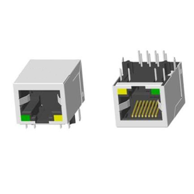 RJ45 1X1 TAB-UP 33mm 帶燈帶屏蔽帶彈片（piàn）十（shí）字腳