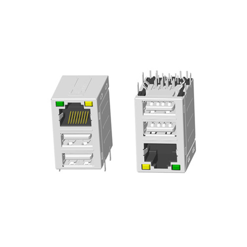 RJ45 1X1 雙USB 2.0 帶燈（dēng） 帶屏蔽 無彈片網絡接口