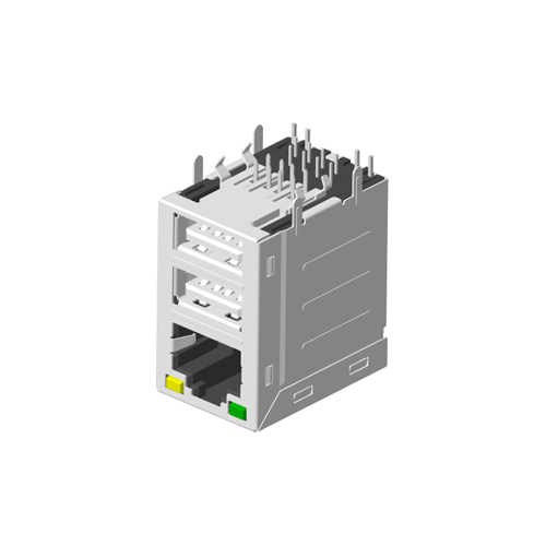 RJ45 1X1 雙USB 2.0 帶燈 帶屏蔽 無彈片網絡接口（kǒu）